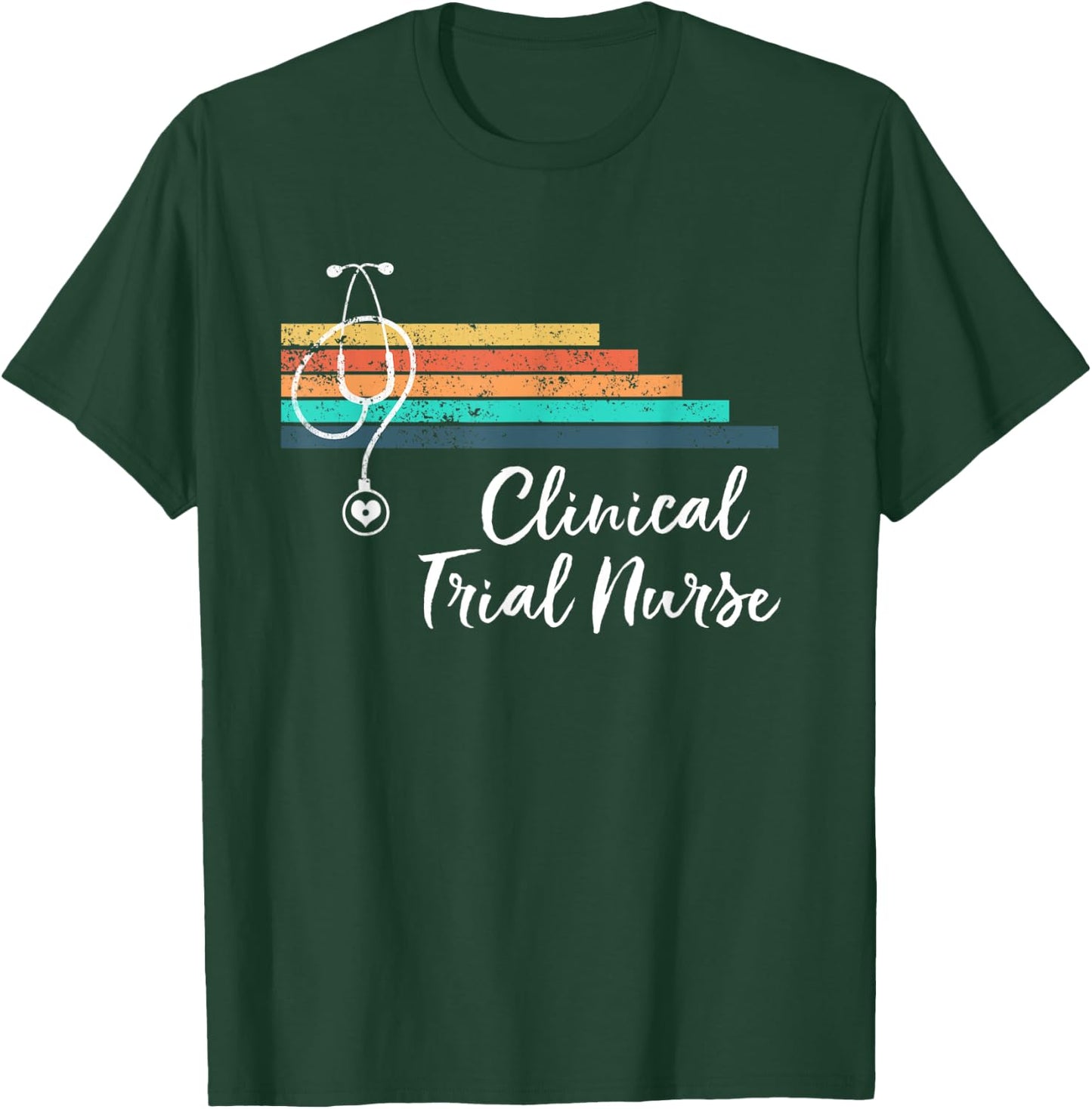 Retro Vintage Medical Stethoscope Clinical Trial Nurse T-Shirt - T-Shirt | Forest
