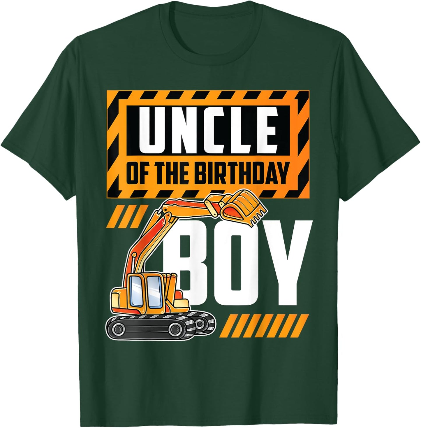 vehicle construction excavator Uncle of the Birthday Boy T-Shirt - T-Shirt | Forest