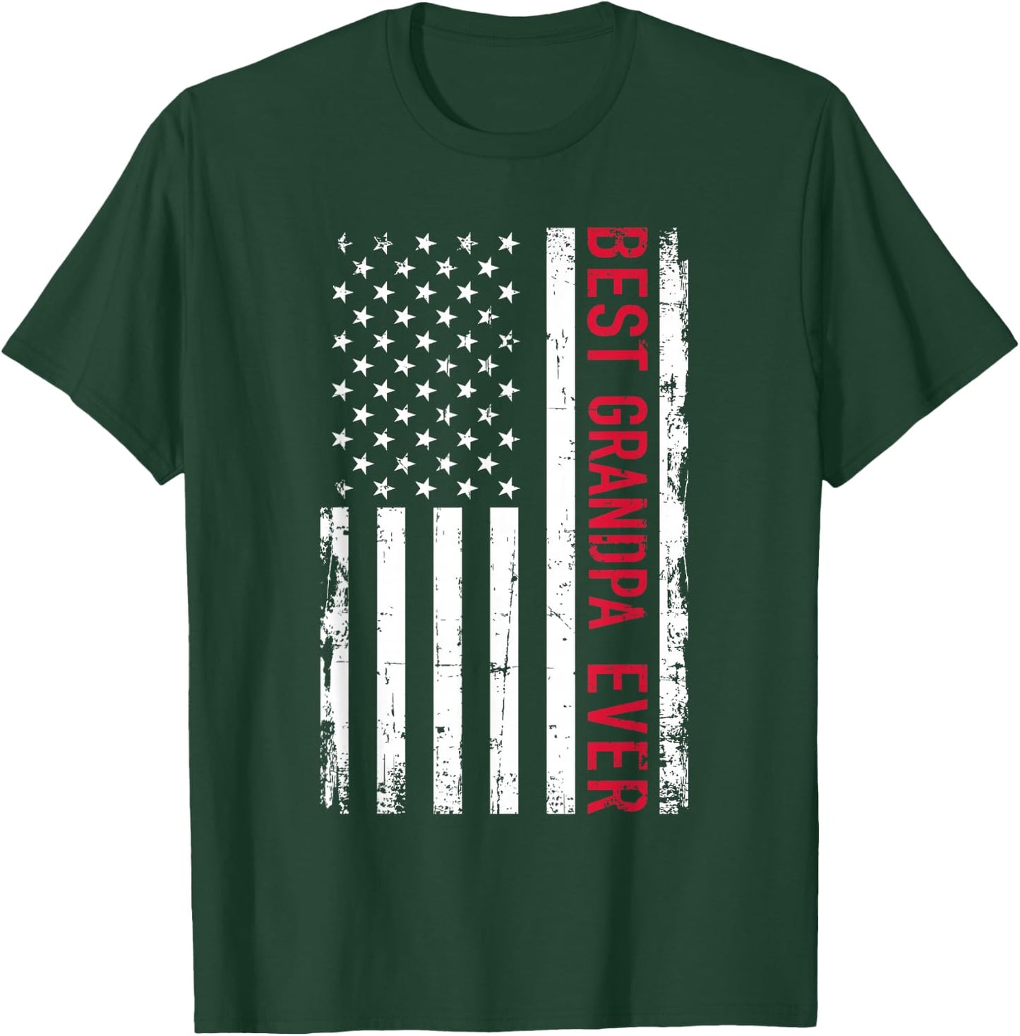Best Grandpa Ever US American Flag T-Shirt - T-Shirt | Forest