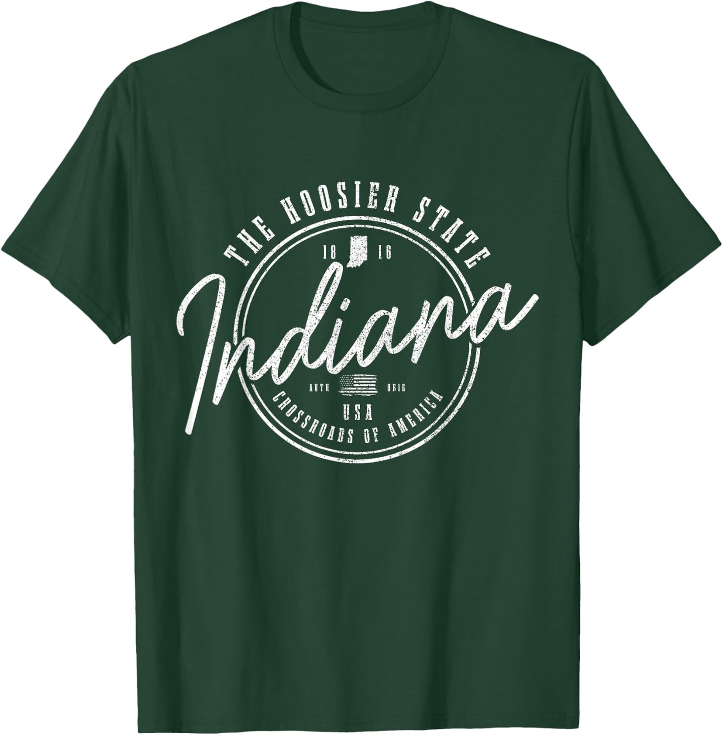 Indiana The Hoosier State Est. 1816 USA America Souvenir T-Shirt - T-Shirt | Forest