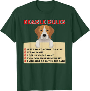 Beagle Rules For Owner - Funny Beagle Dog Lover Pet Owner Men Women Kids T-Shirt - T-Shirt | Forest