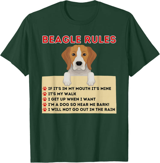 Beagle Rules For Owner - Funny Beagle Dog Lover Pet Owner Men Women Kids T-Shirt - T-Shirt | Forest