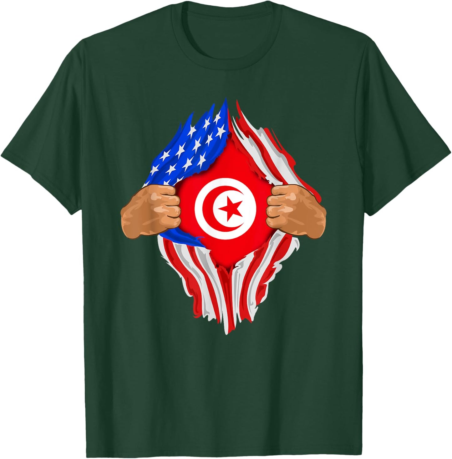 Tunisian Blood Inside Me | Tunisia Flag Gift T-Shirt - T-Shirt | Forest