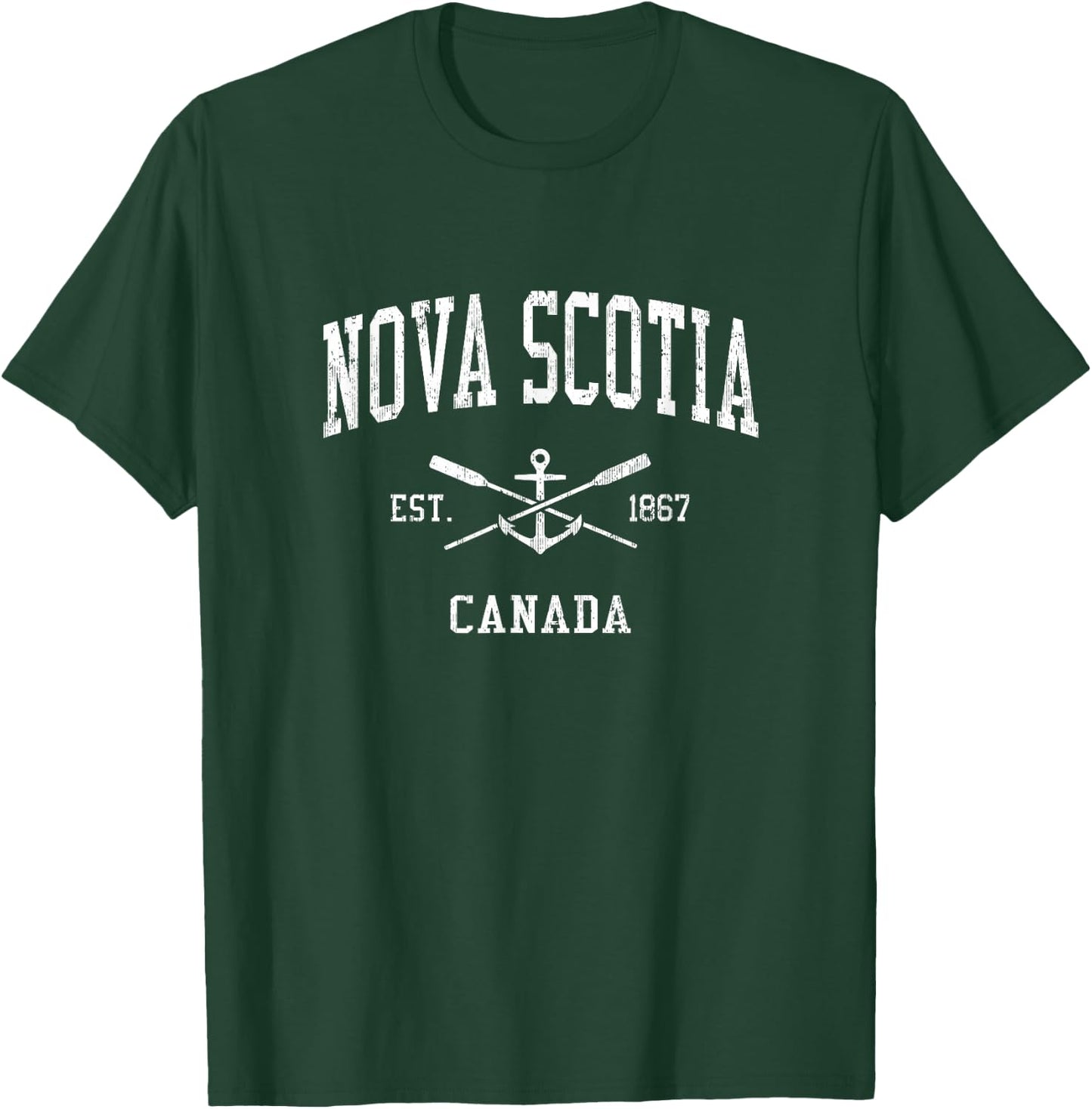 Nova Scotia Vintage Crossed Oars & Boat Anchor Sports T-Shirt - T-Shirt | Forest