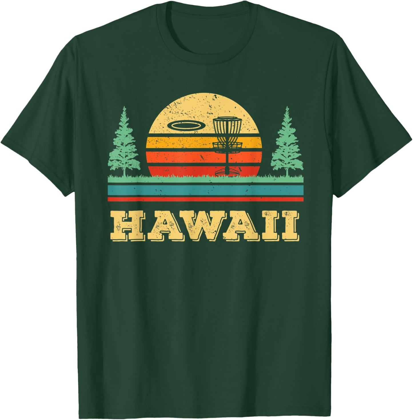 Retro Hawaii Disc Golf Vintage Disk Golfing Golfer Frisbees T-Shirt - T-Shirt | Forest