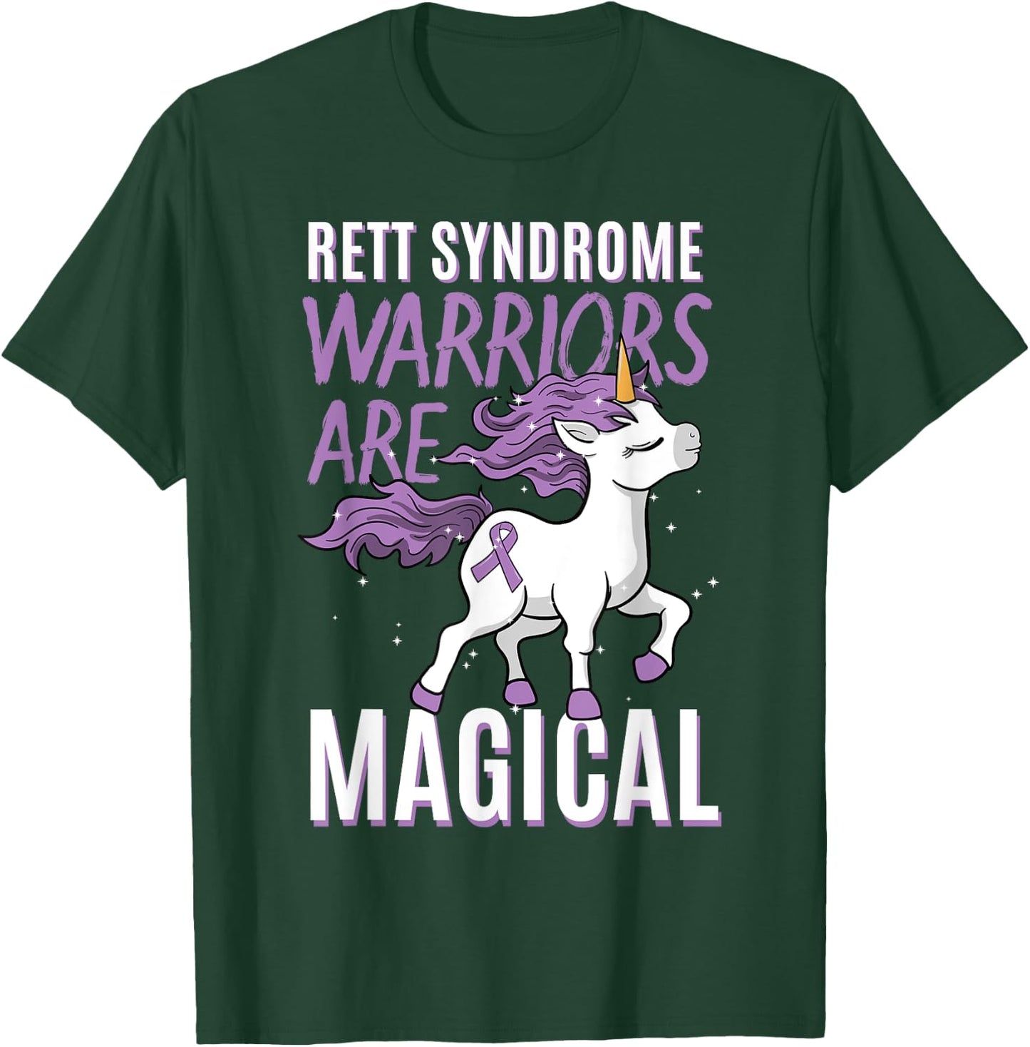 Rett Syndrome Awareness RTT Warrior Purple Ribbon Unicorn T-Shirt - T-Shirt | Forest