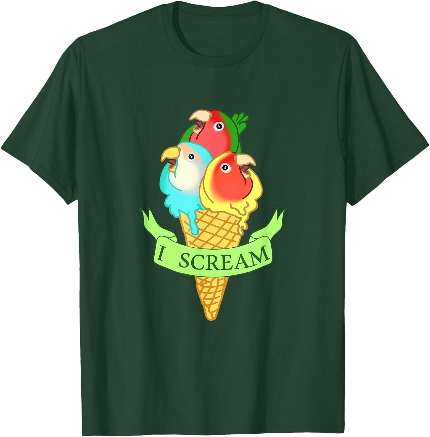 Cute Ice cream Lovebirds , Funny I Scream Parrots T-Shirt - T-Shirt | Forest
