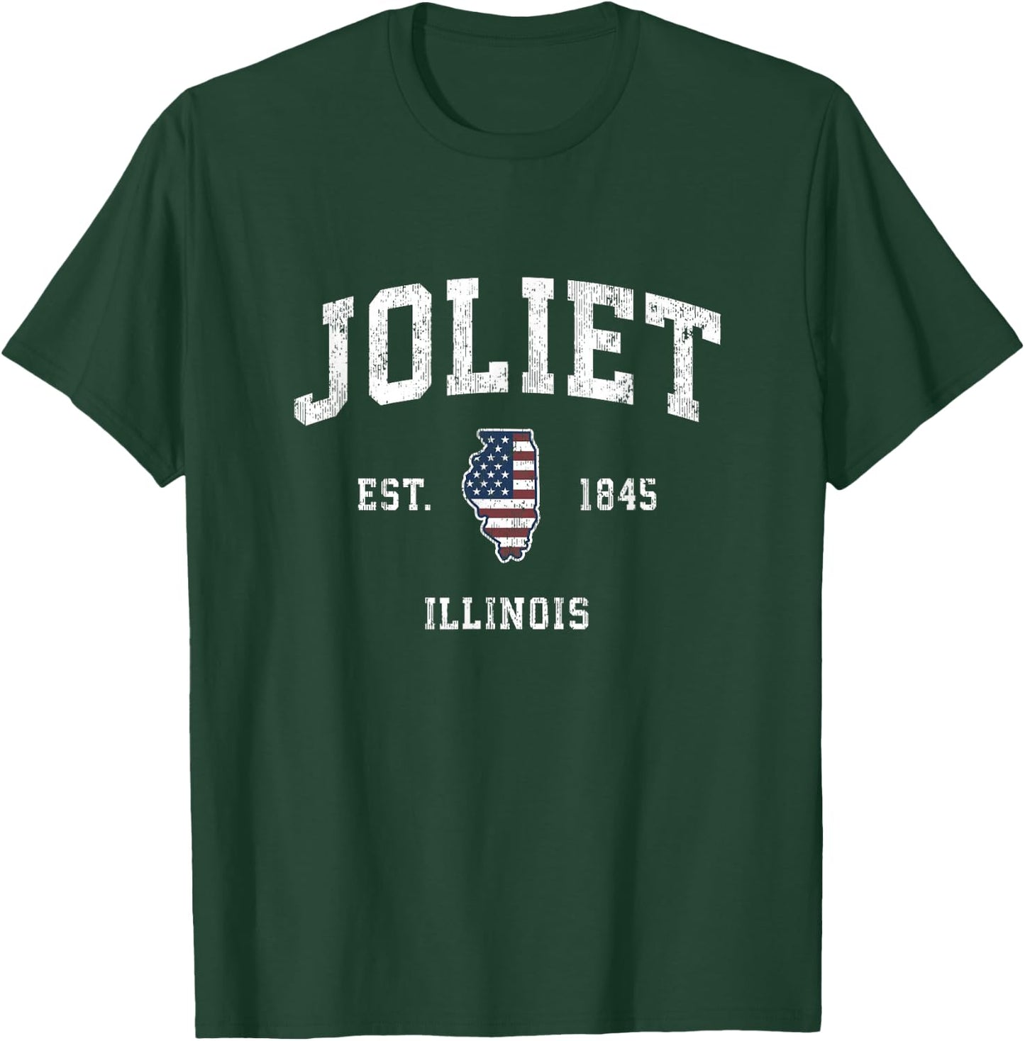 Joliet Illinois IL Vintage American Flag Sports Design T-Shirt - T-Shirt | Forest