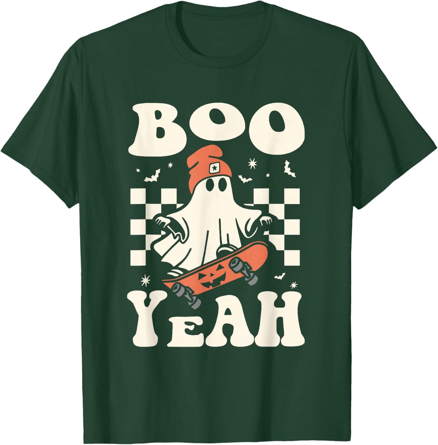Boo Yeah Halloween Ghost Boys Retro Skateboard Toddler Kids T-Shirt - T-Shirt | Forest