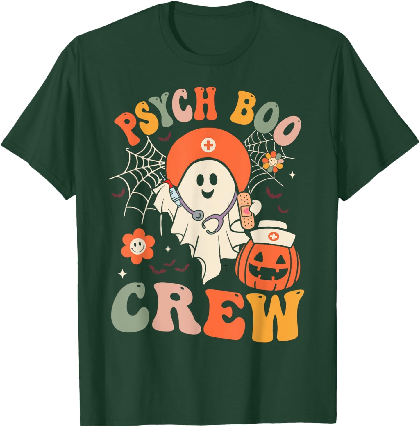 Psych Boo Crew Nurse Funny Halloween Easy Costume T-Shirt - T-Shirt | Forest