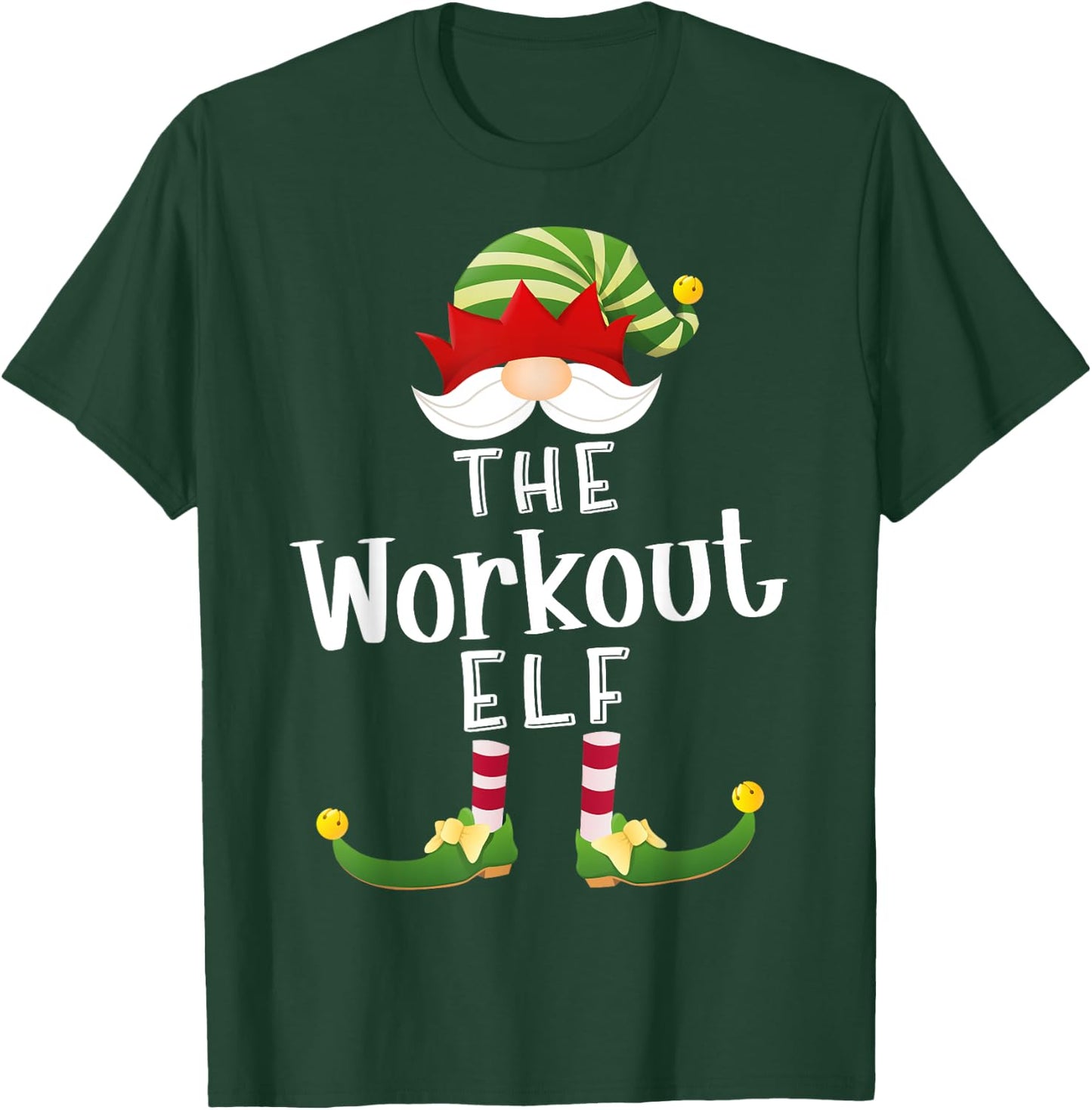 Workout Elf Group Christmas Funny Pajama Party T-Shirt - T-Shirt | Forest