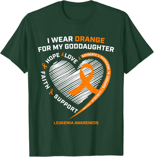 I Wear Orange For My Goddaughter Leukemia Cancer Awareness T-Shirt - T-Shirt | Forest