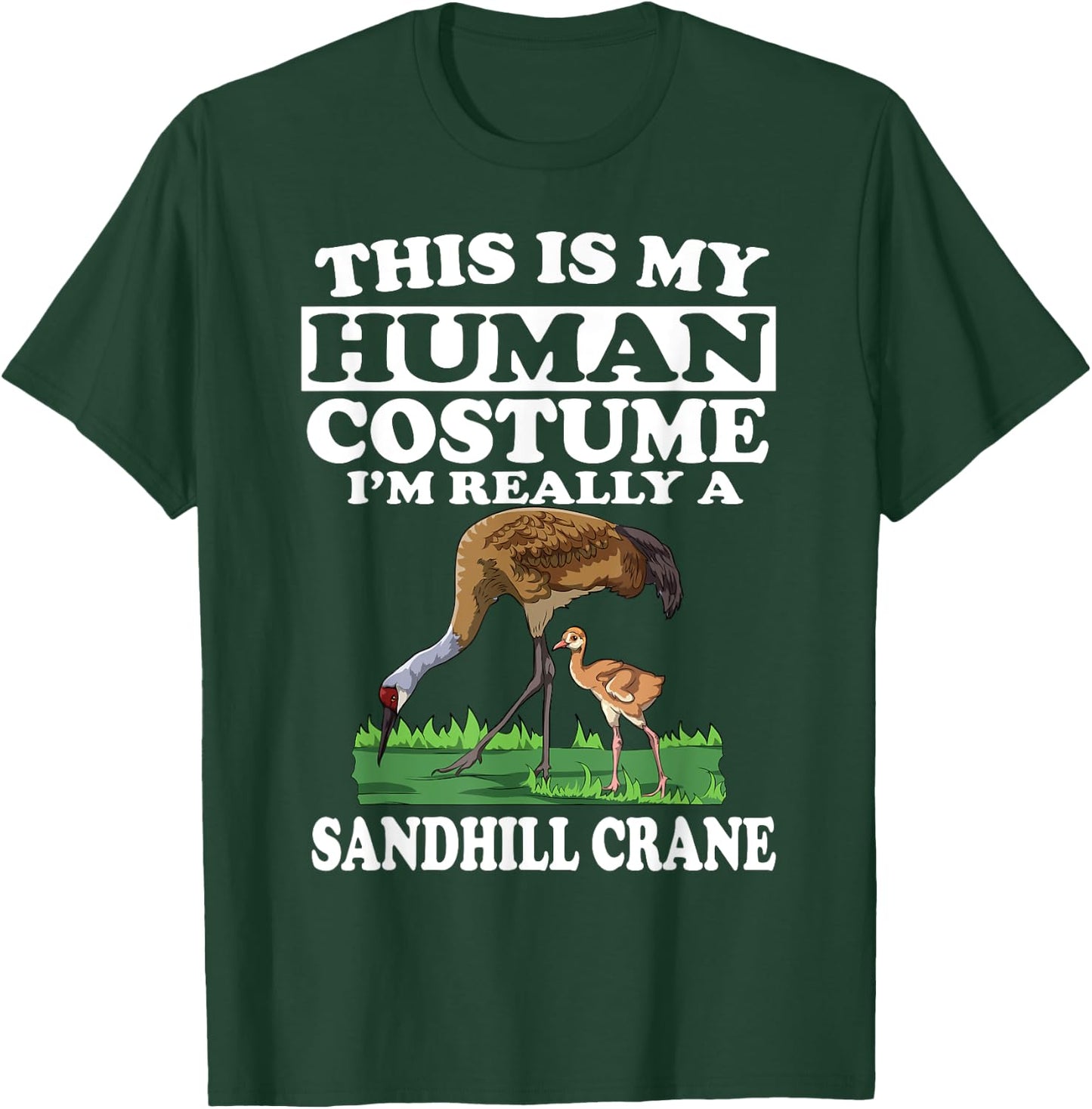 This Is My Human Costume I'm Really A Sandhill Crane Birding T-Shirt - T-Shirt | Forest