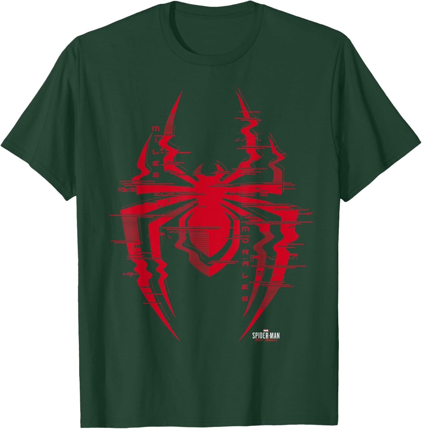 Marvel Spider-Man: Miles Morales Glitch Spider Logo T-Shirt - T-Shirt | Forest