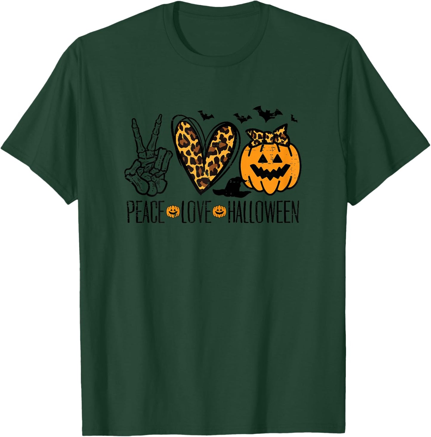 Peace Love Halloween Costume Women Girls Kids Toddler Youth T-Shirt - T-Shirt | Forest