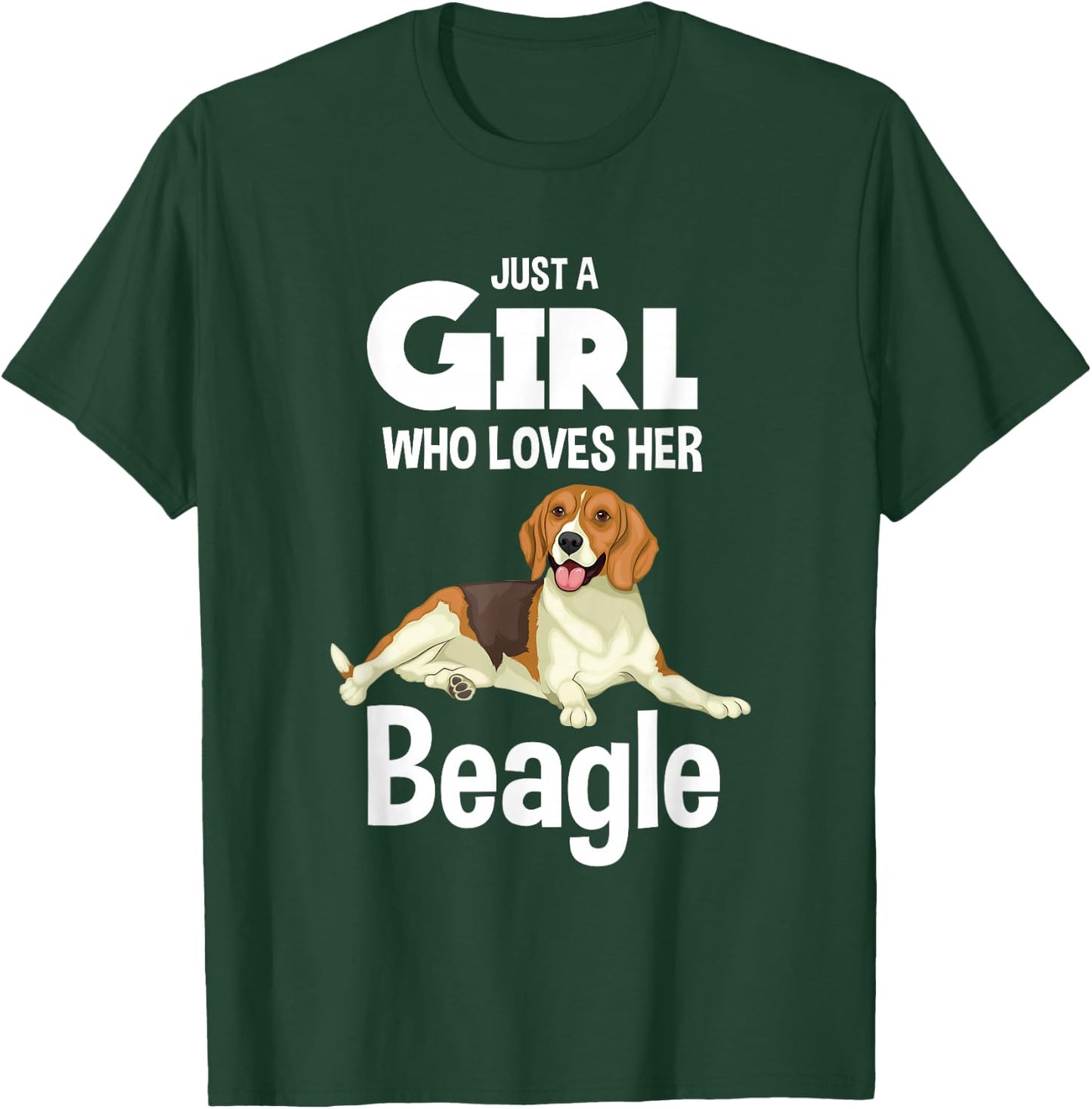 Just A Girl Who Loves Her Beagle Dog Clothes Gift Beagle T-Shirt - T-Shirt | Forest