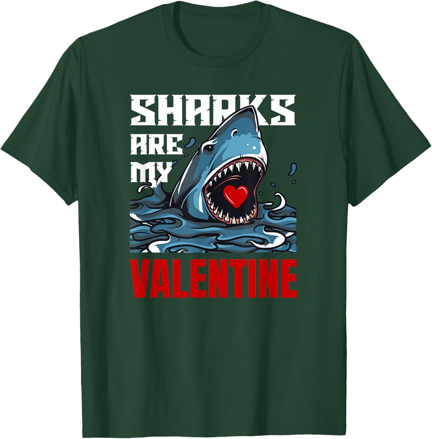 Sharks are my valentine funny vintage shark lovers gift T-Shirt - T-Shirt | Forest