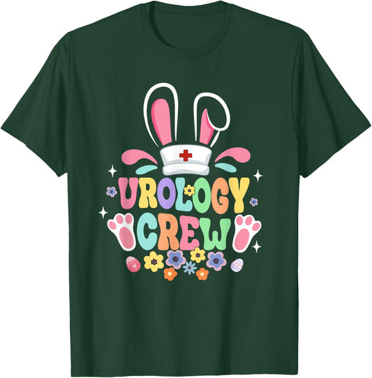 Groovy Urology Crew Urology Nurse Bunny Ear Flower Easter T-Shirt - T-Shirt | Forest