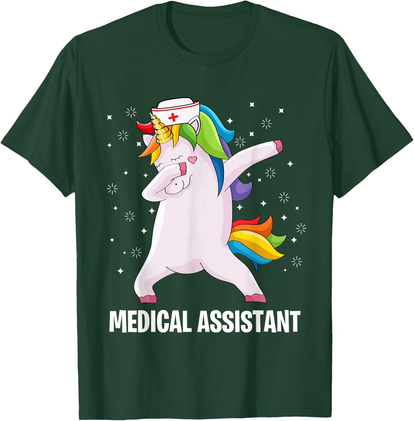 Funny MA Certified Medical Assistant Dabbing Unicorn T-Shirt - T-Shirt | Forest