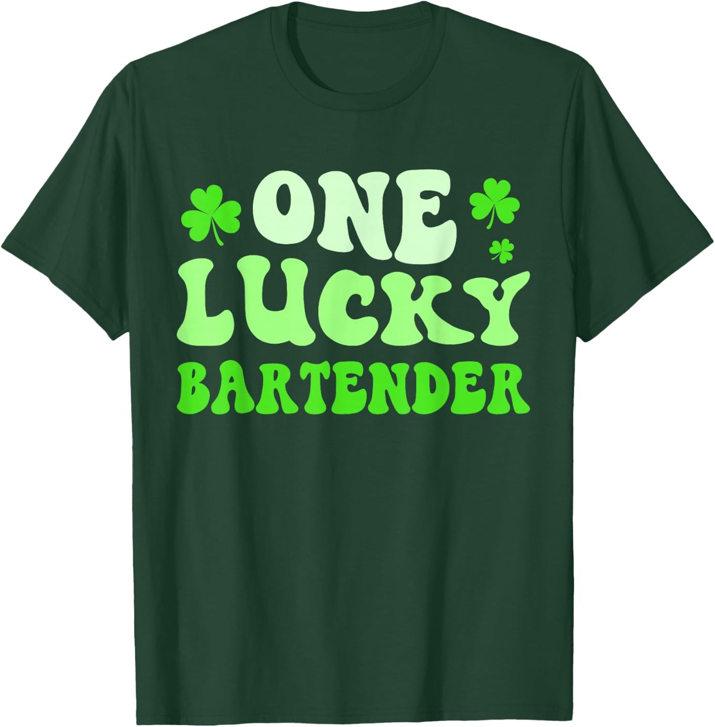 One Lucky Bartender St Patricks Day Shamrock T-Shirt - T-Shirt | Forest
