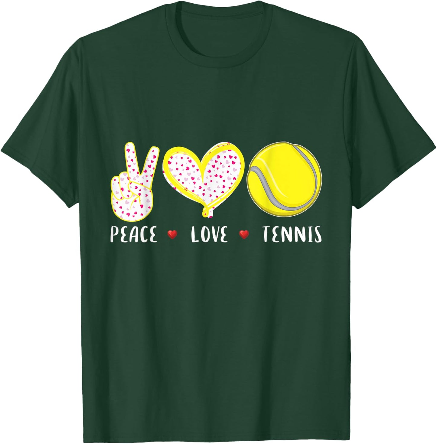 Peace Love Tennis Gifts for Girls Boys Kids Women Men Coach T-Shirt - T-Shirt | Forest