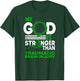 My God Stronger Than Traumatic Brain Injury Awareness Ribbon T-Shirt - T-Shirt | Forest