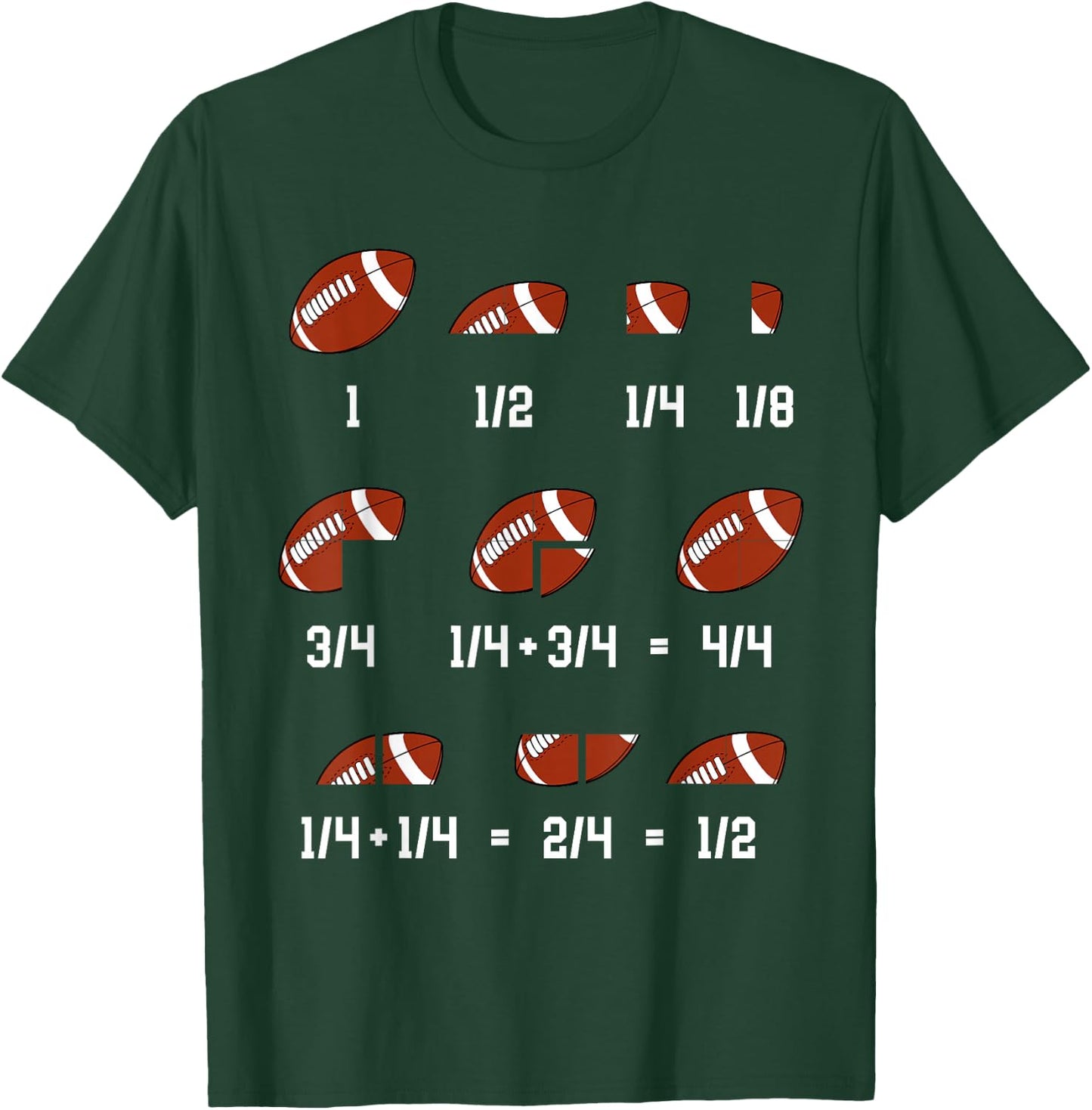 Math Fractions Mathematician Funny Football Math Teacher T-Shirt - T-Shirt | Forest