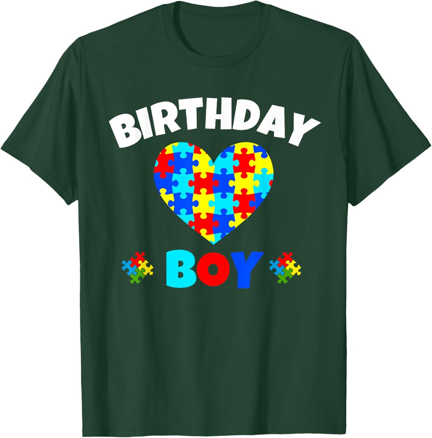 Birthday Boy Love Heart Autism Awareness Matching Family T-Shirt - T-Shirt | Forest