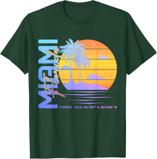 Miami Florida Vintage Retro Pride 305 Area Code Miami FL T-Shirt - T-Shirt | Forest