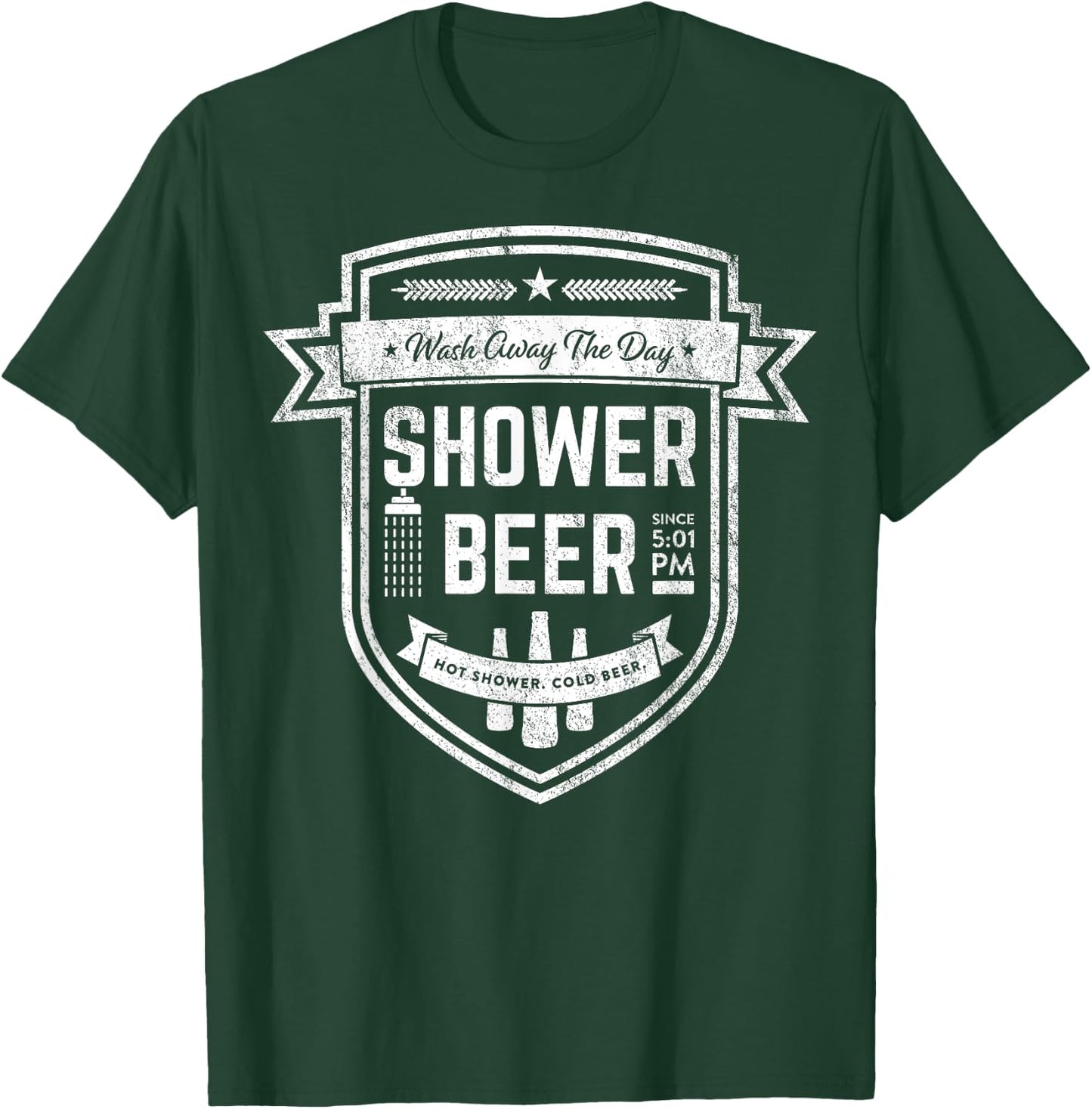 Shower Beer Meme Retro Logo Design Gift Beer Drinkers T-Shirt - T-Shirt | Forest
