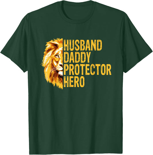 Lion Dad Funny Husband Daddy Protector Hero Fathers Day T-Shirt - T-Shirt | Forest