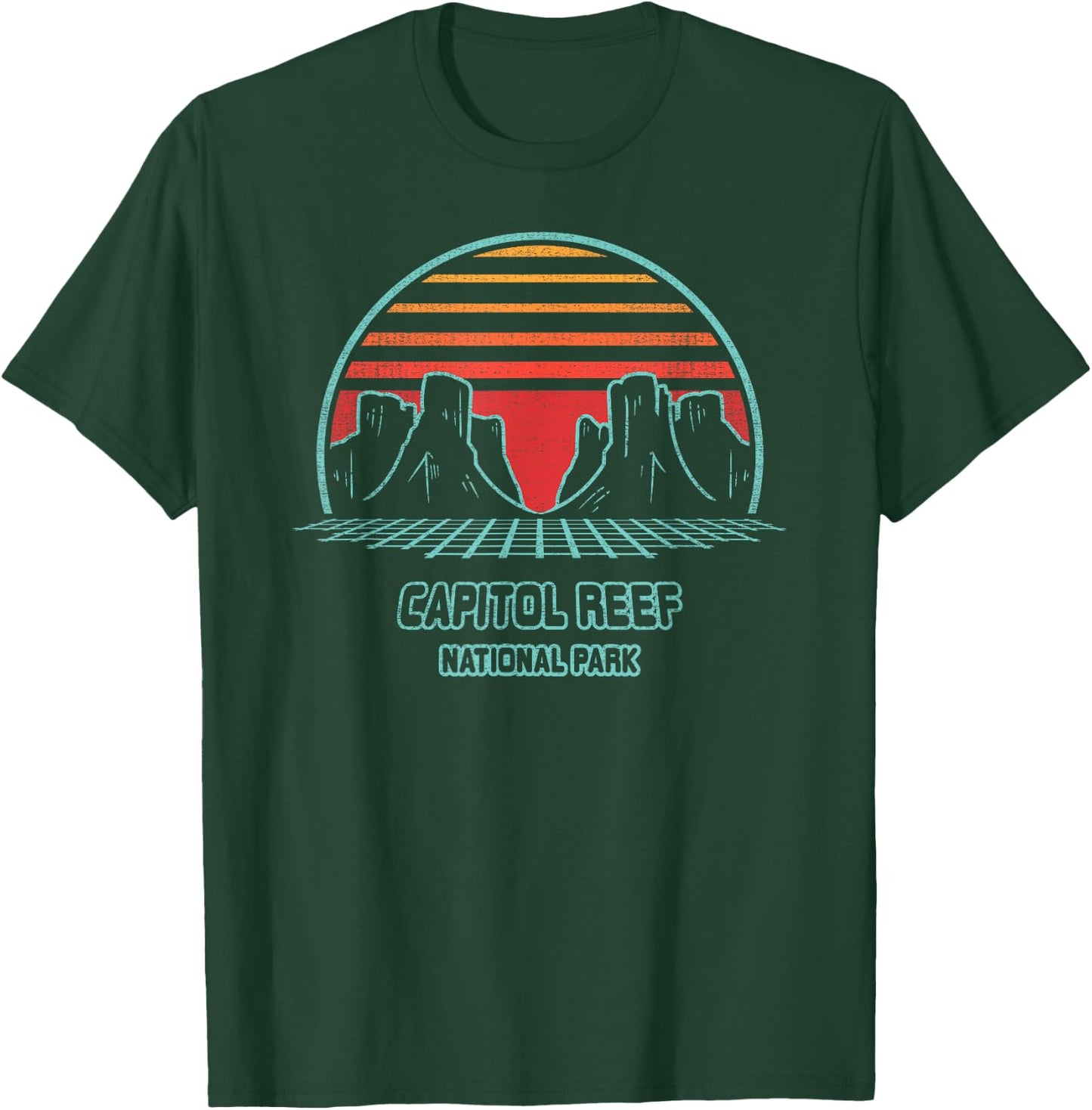 Capitol Reef National Park Retro Hiking Vintage 80s Style T-Shirt - T-Shirt | Forest