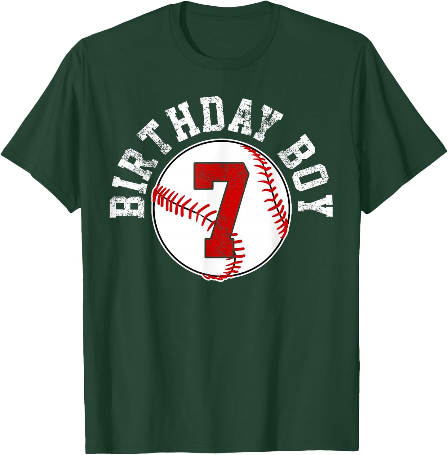 Baseball 7th Birthday Party 7 Years Old Gift T-Shirt - T-Shirt | Forest