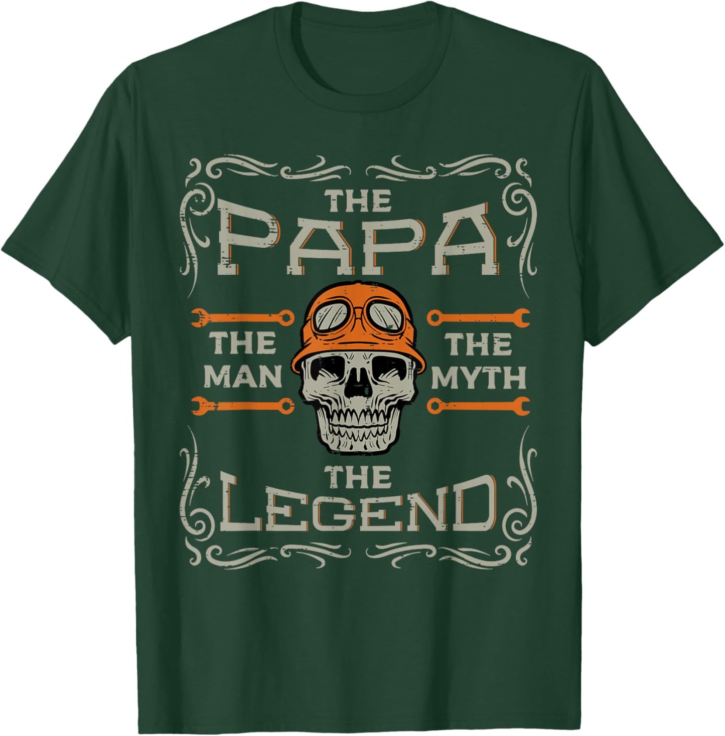 Biker Papa The Man Myth Legend Skull Fathers Day Dad Daddy T-Shirt - T-Shirt | Forest
