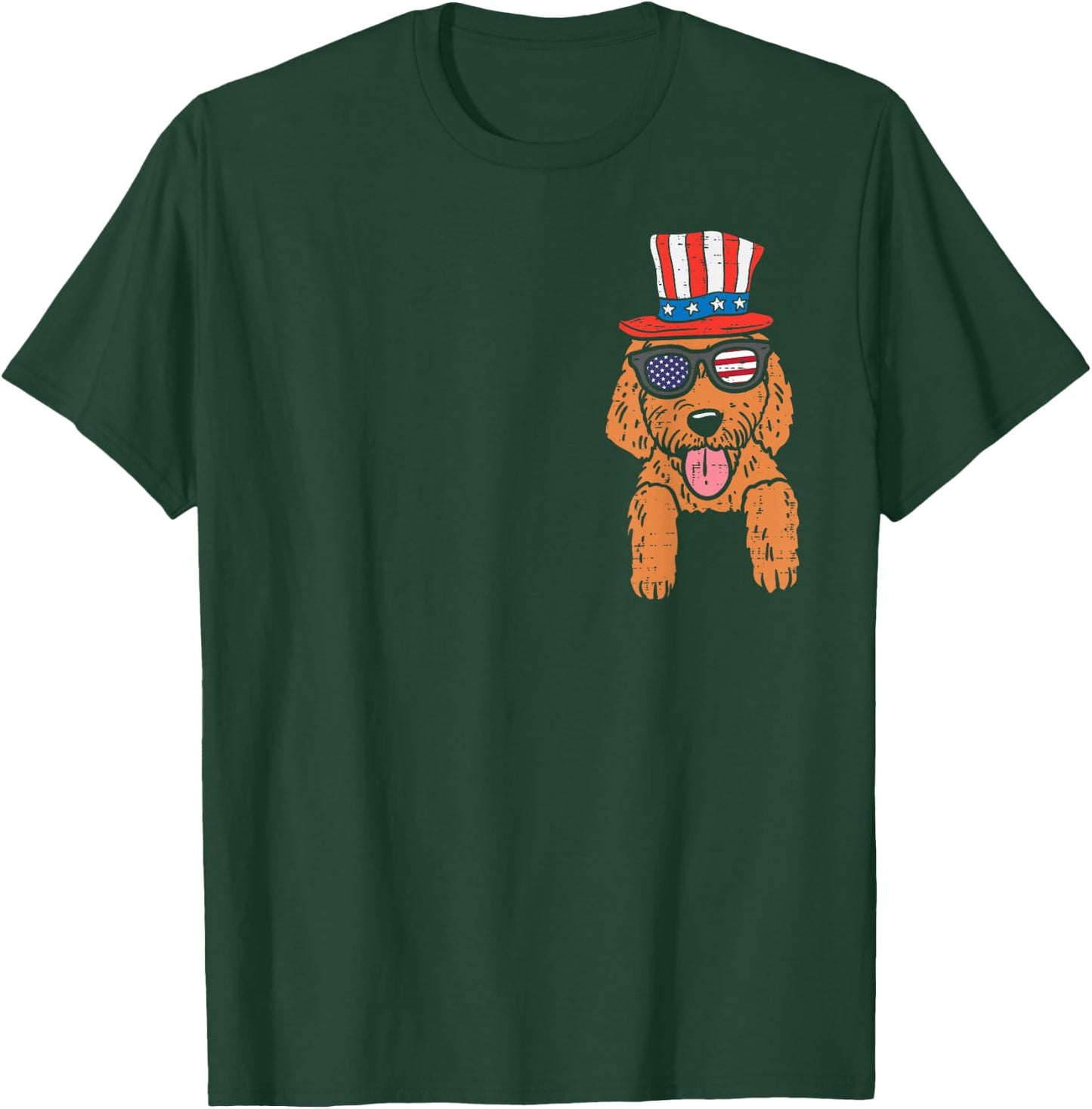 Goldendoodle Pocket American USA 4th Of July Fourth Dog T-Shirt - T-Shirt | Forest