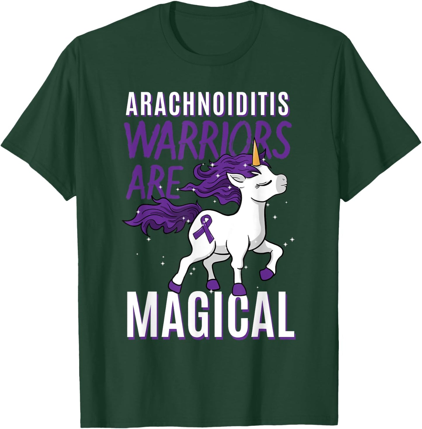 Arachnoiditis Arachnoid Chronic Disorder Warrior Unicorn T-Shirt - T-Shirt | Forest