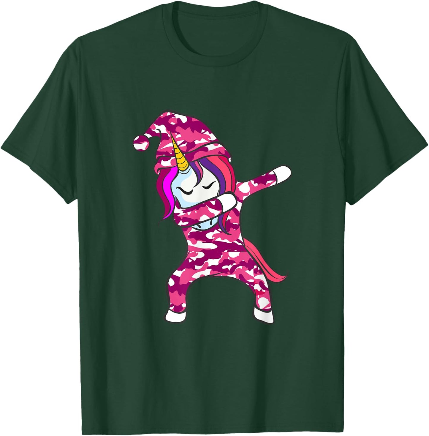 Pink Camo Unicorn Pink Camouflage dabbing unicorn T-Shirt - T-Shirt | Forest