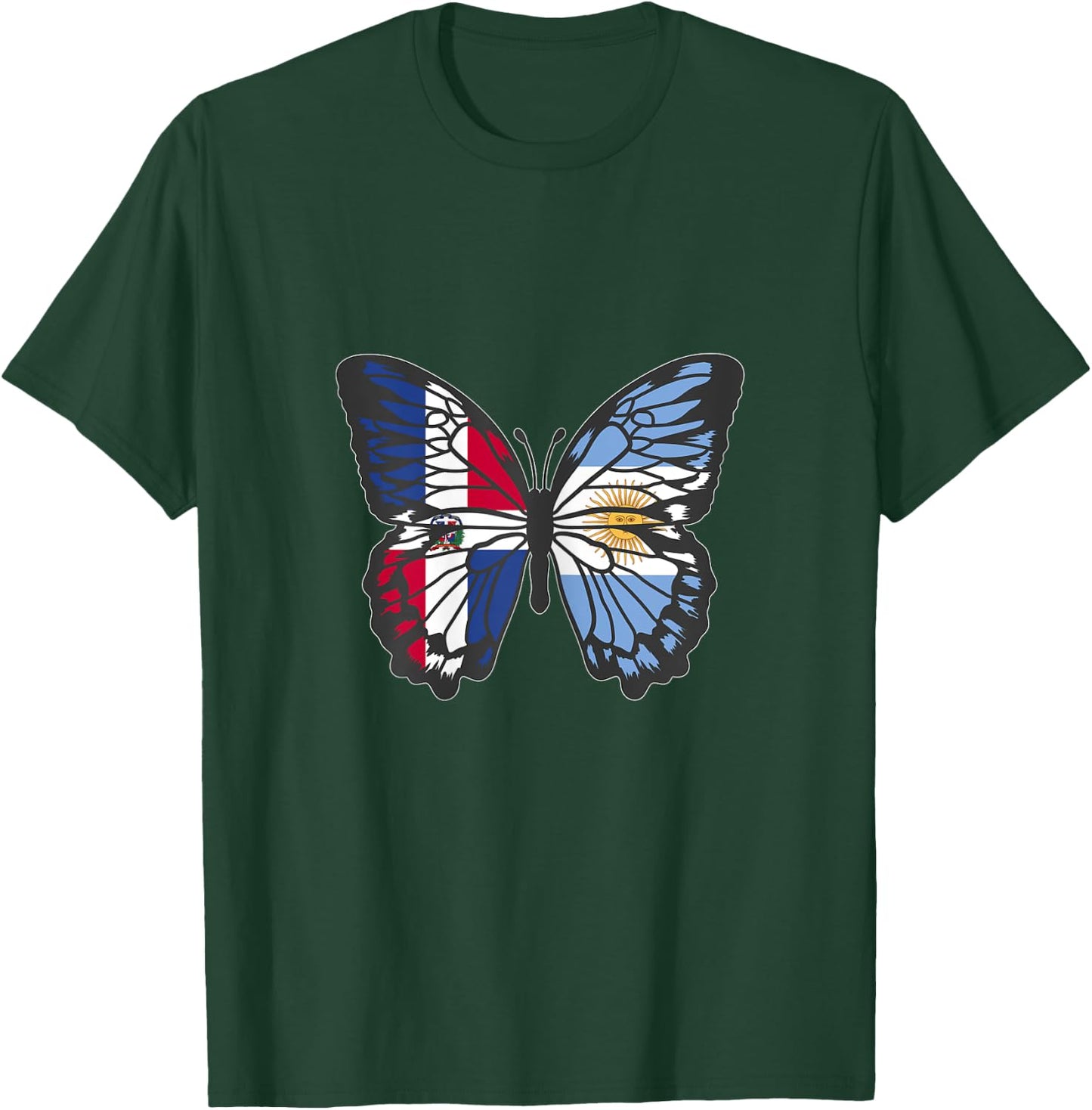 Dominican and Argentina Butterfly Half Dominican Argentinian T-Shirt - T-Shirt | Forest