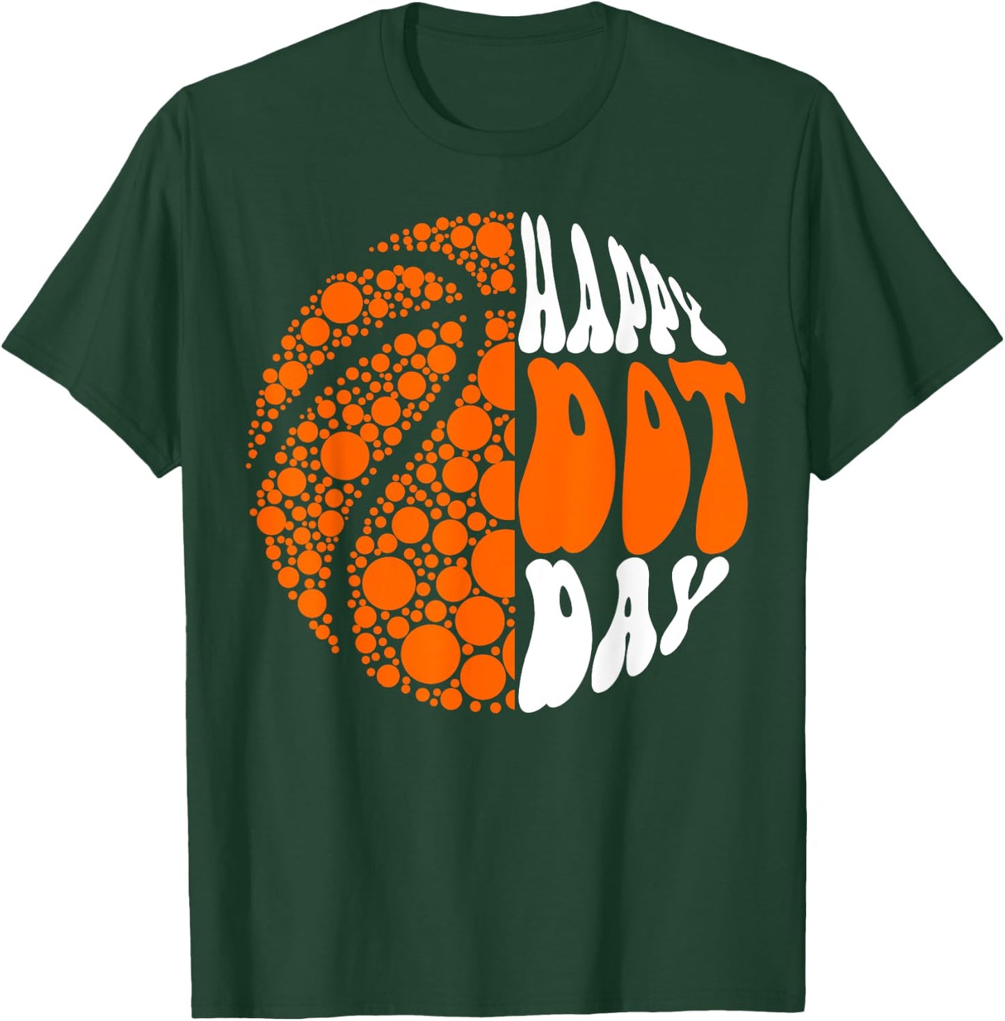 Retro Groovy Basketball Ball Polka Dots Happy Dot Day Boy T-Shirt - T-Shirt | Forest