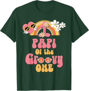 Papi of the Groovy one peace sign retro birthday matching T-Shirt - T-Shirt | Forest