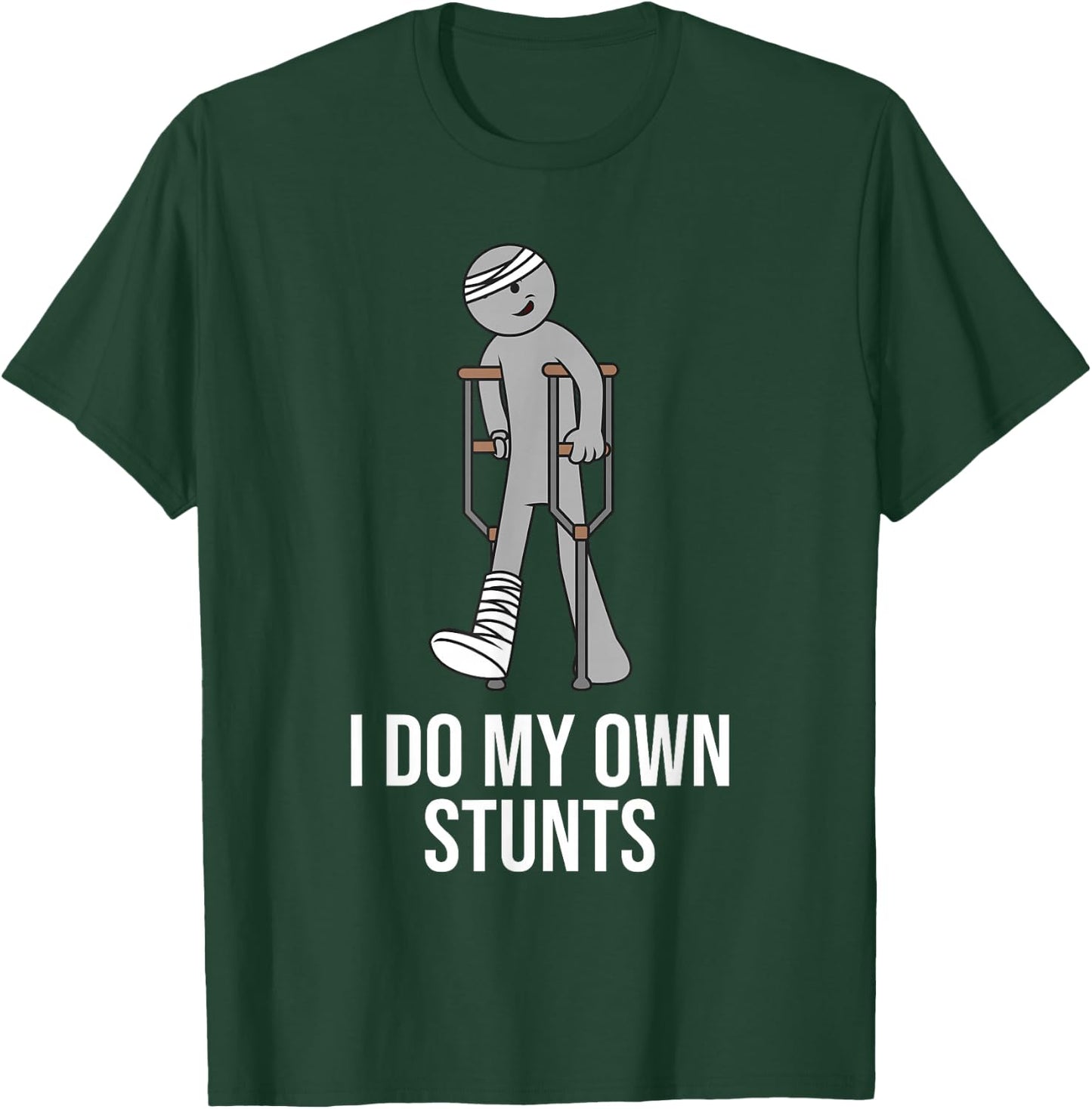 Funny I Do My Own Stunts | Cute Get Well Broken Leg Gift Kid T-Shirt - T-Shirt | Forest