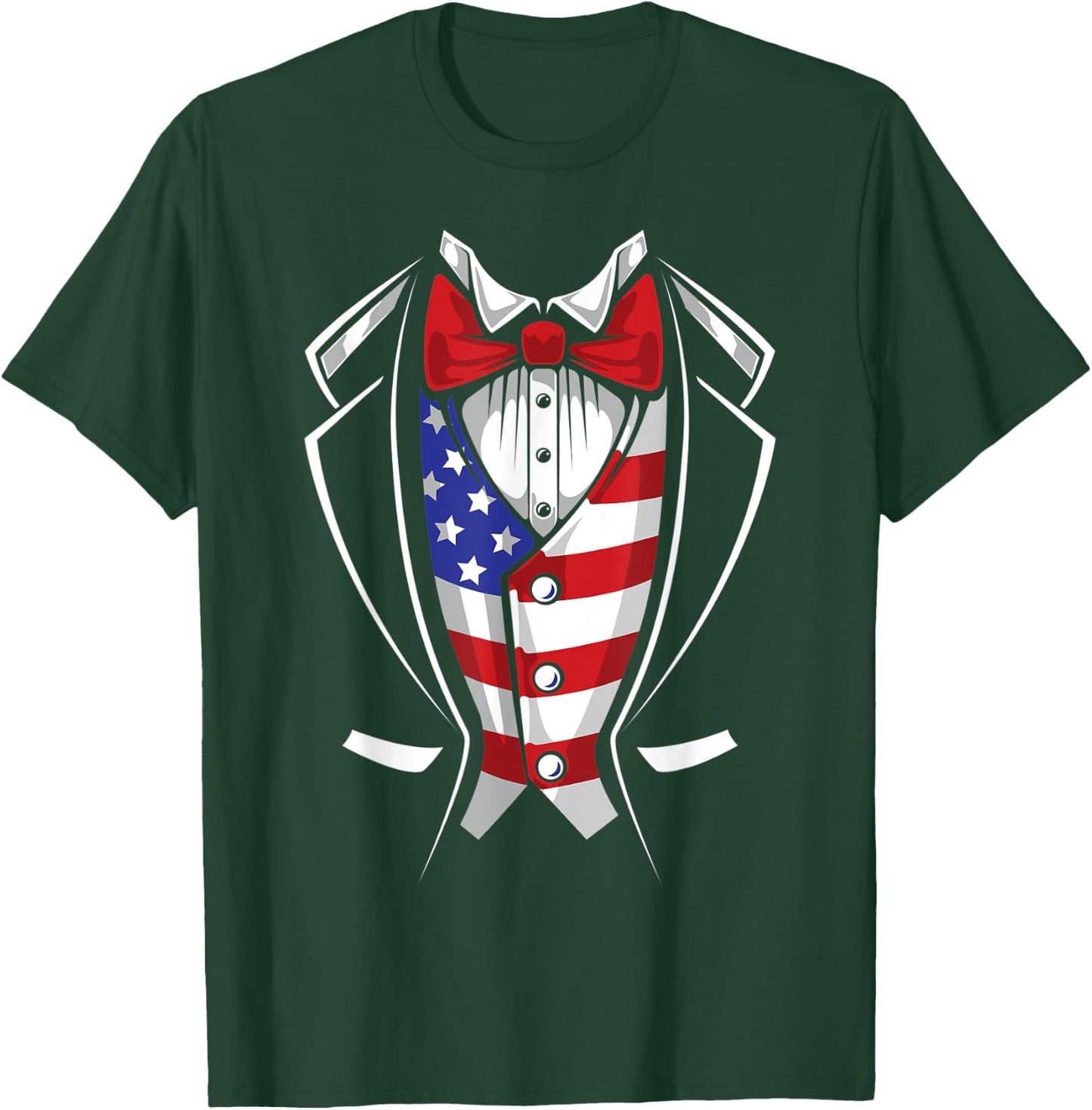 USA Suit Tuxedo Patriotic 4th of July Flag America American T-Shirt - T-Shirt | Forest