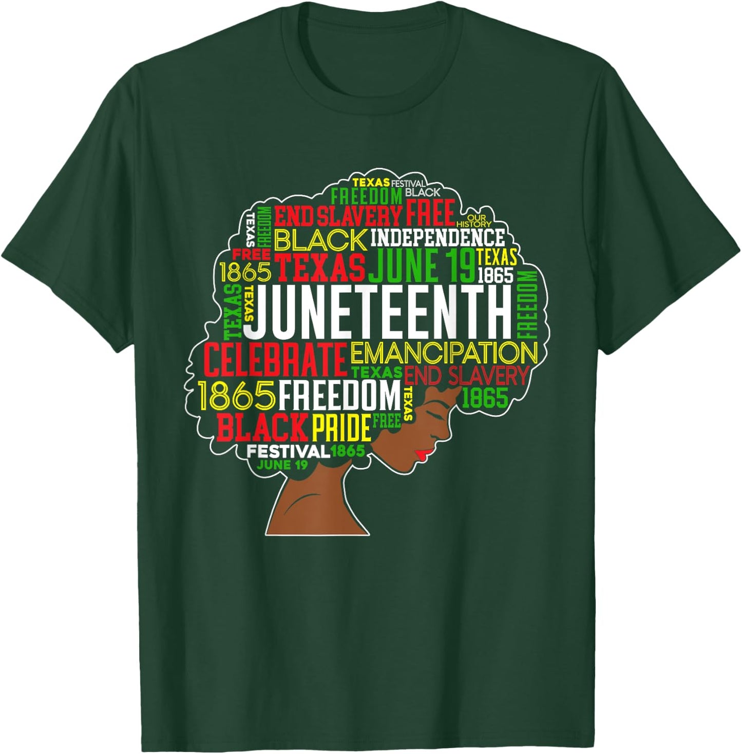 Juneteenth Word Cloud Black Freedom Black History Month T-Shirt - T-Shirt | Forest