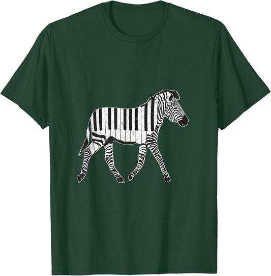 Zebra Horse Piano Sheet Music Keyboard Piano Music Gift T-Shirt - T-Shirt | Forest
