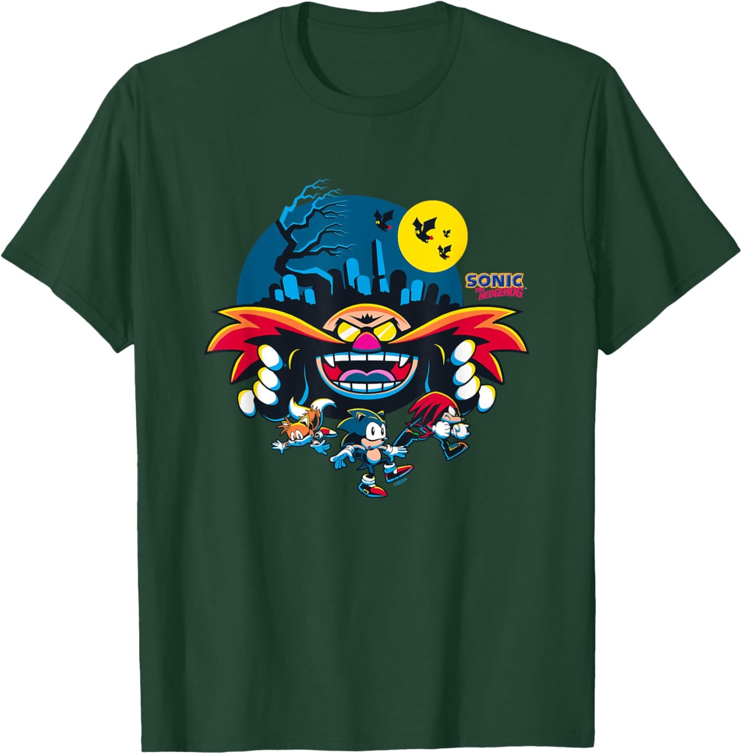 Sonic The Hedgehog Halloween Friends Haunted By Eggman T-Shirt - T-Shirt | Forest