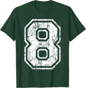 Sports Jersey Grunge Number 8 Fan Team Player Birthday Gift T-Shirt - T-Shirt | Forest