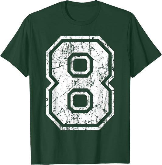 Sports Jersey Grunge Number 8 Fan Team Player Birthday Gift T-Shirt - T-Shirt | Forest