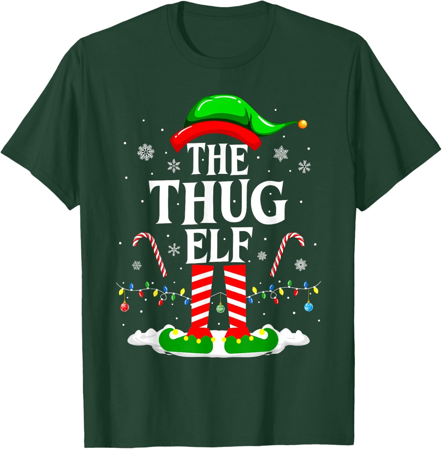 The Thug Elf Xmas Funny Matching Family Group Christmas T-Shirt - T-Shirt | Forest