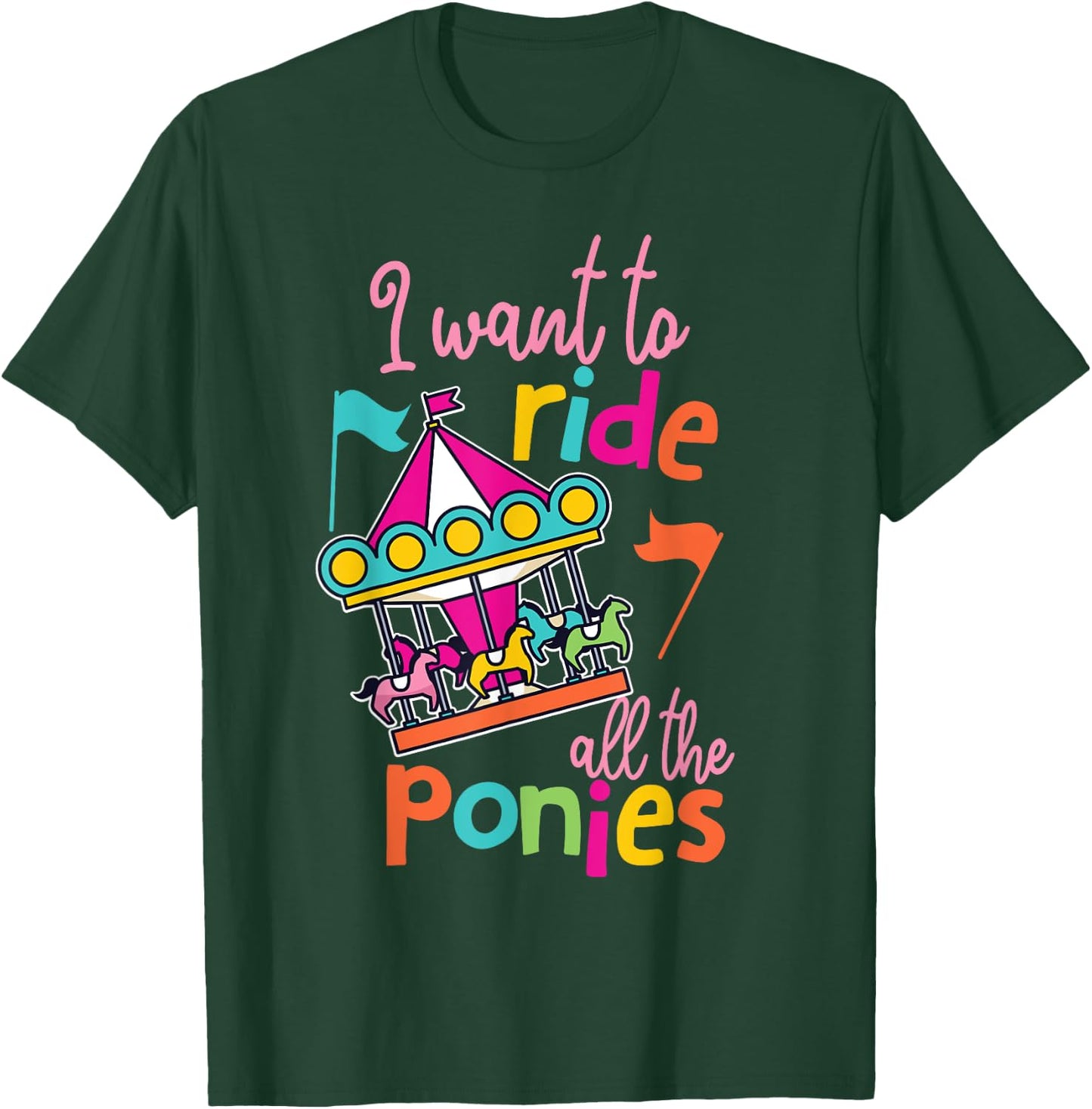 Carousel Horse Merry-Go-Round Design for Girls T-Shirt - T-Shirt | Forest