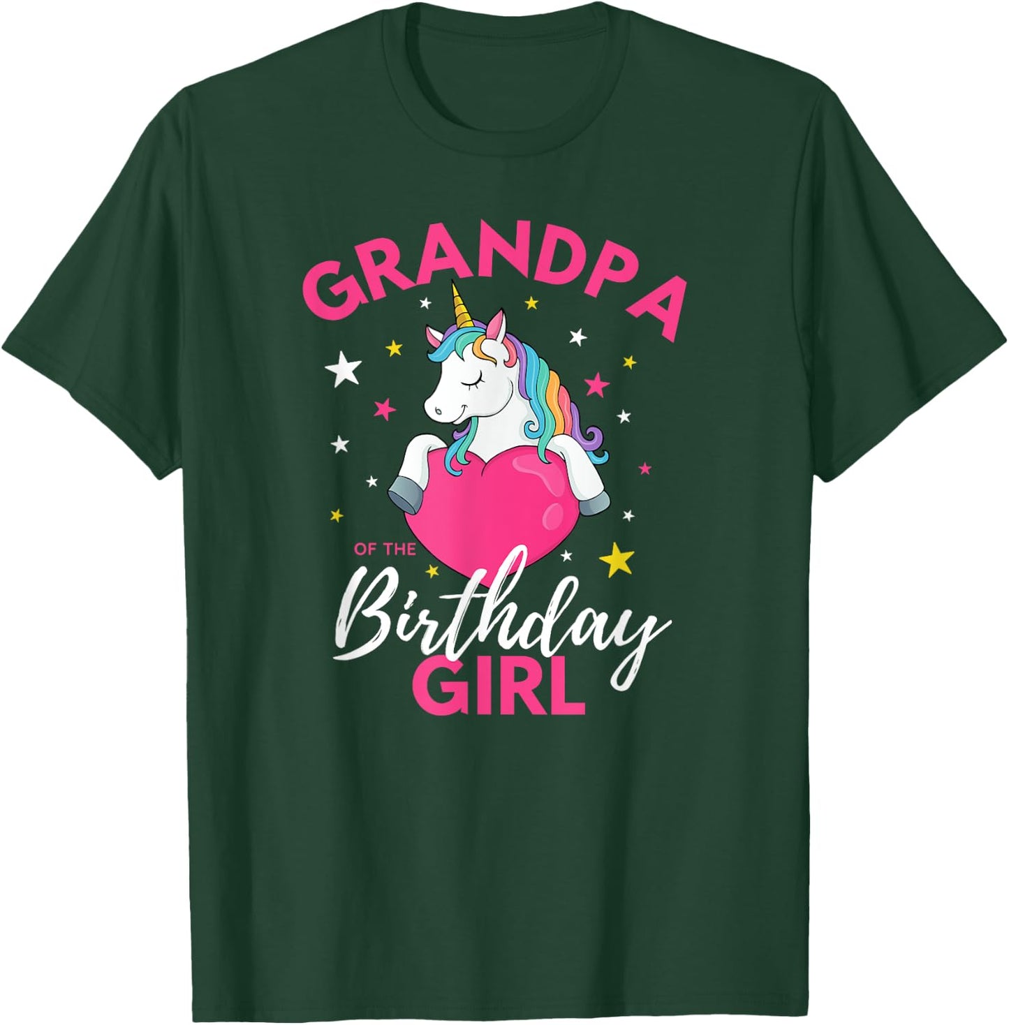 Grandpa Of The Birthday Girl Unicorn T-Shirt - T-Shirt | Forest
